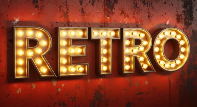 Nostalgic marquee sign shines with warm lights