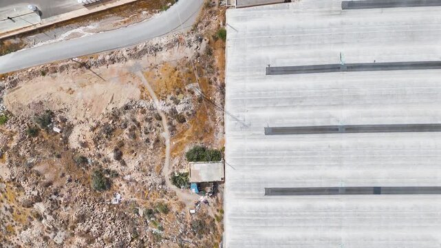 industrial border roof industry plastic sea greenhouse dry intensive farming agriculture invernaderos plan drone travel nature - Andalusia, Spain - 2025
