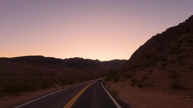 Valley of Fire Nevada POV Drive at Twilight