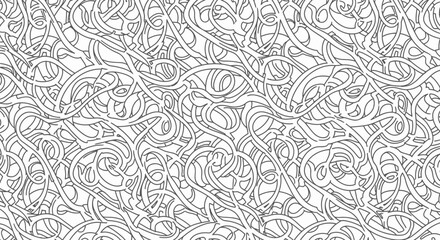 Obraz premium Abstract Organic Lines Pattern, Black and White Swirls, Intricate Doodle Texture
