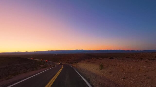 Valley of Fire Nevada POV Drive at Twilight