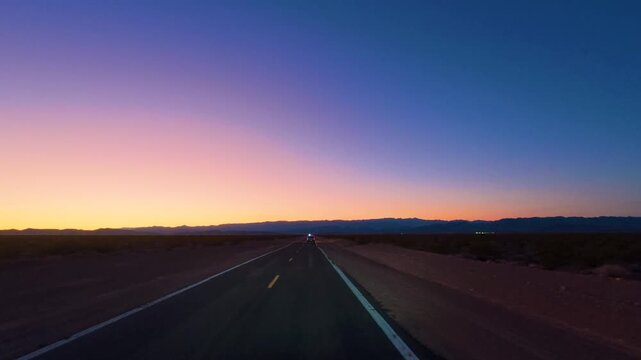 Valley of Fire Nevada, POV Drive at Twilight