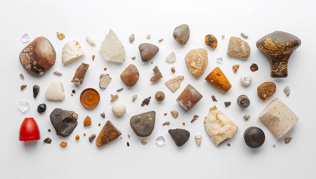 海で回収された廃プラスチックを整理した資料向け物撮り写真