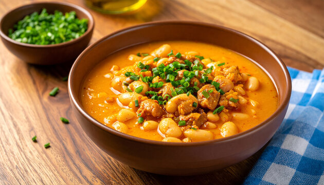 Locro tradicional argentino en cuenco moderno