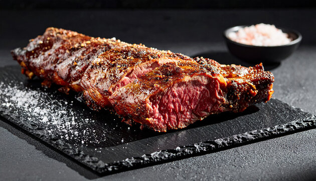 Carne asada argentina sobre piedra volc&aacute;nica