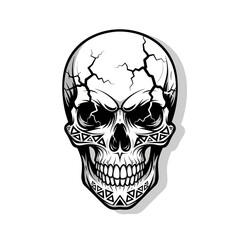 Obraz premium Cracked Human Skull with Tribal Markings