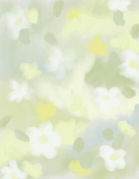 Soft abstract watercolor background with organic green textures and fluid brush strokes. Hand painted digital illustration inspired by natural landscapes, suitable for branding, packaging, wallpaper
