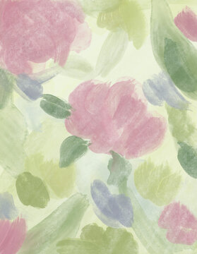 Soft abstract watercolor background with organic green textures and fluid brush strokes. Hand painted digital illustration inspired by natural landscapes, suitable for branding, packaging, wallpaper