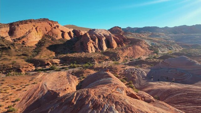Fire Wave Formation in Valley of Fire &mdash; Red Sandstone Landscape Nevada