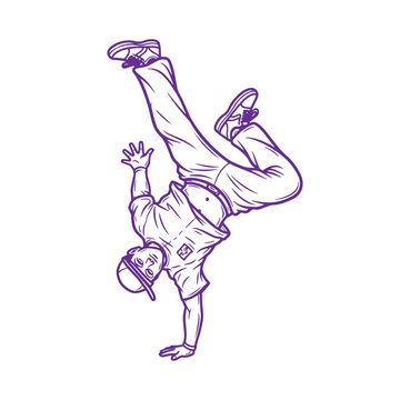 Man doing breakdancing in dynamic pose on white