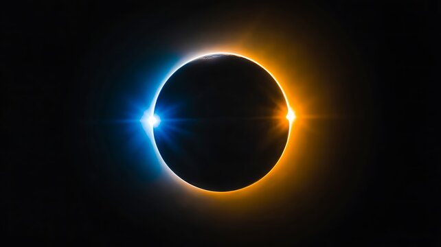 Solar eclipse with glowing corona in dark space astronomical phenomenon concept