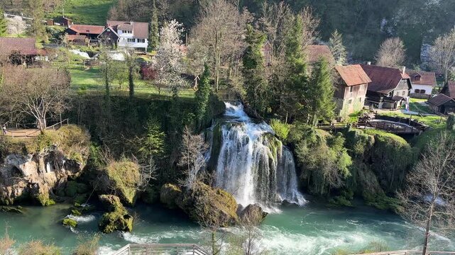 Rastoke village in Croatia with beautiful waterfalls