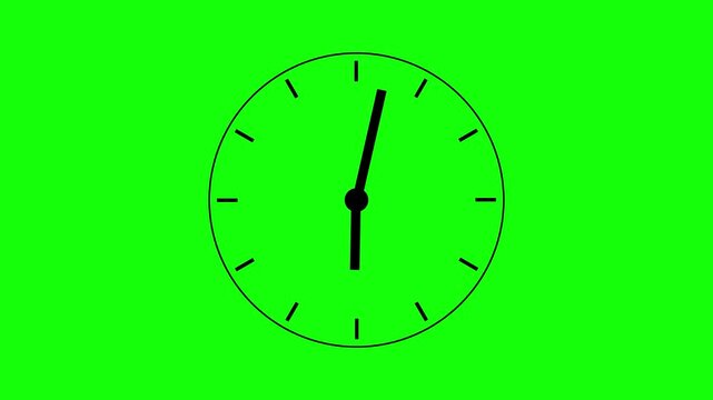 A simple black clock face displaying approximately ten minutes past the hour