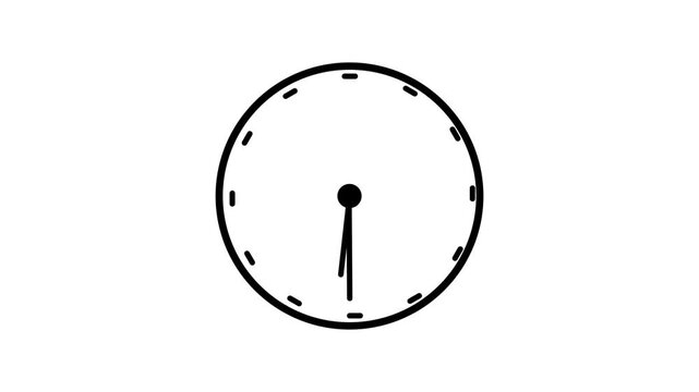 Simple black and white illustration of a clock showing approximately ten o clock