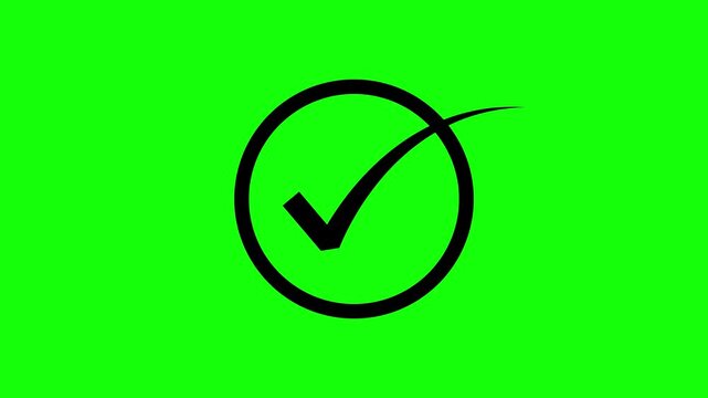 A simple black check mark inside a circle on a bright green background