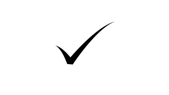 Simple black check mark illustration on a plain white background