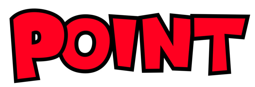 「POINT」大文字の英字パーツ素材。黒太フチと赤文字のポップなロゴ。ポイント還元・告知広告用。