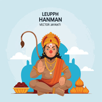 A cartoon hanuman sitting in lotus pose