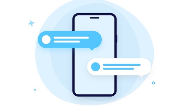 Modern Flat Vector Illustration of Smartphone with Chat Bubbles for Mobile App Messaging and Digital Communication