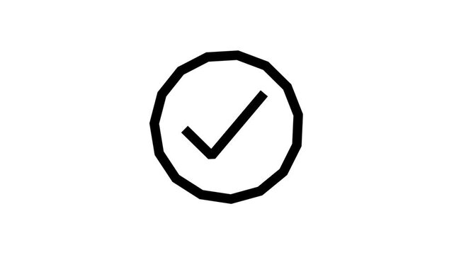 A simple black polygonal shape resembling a circle on a white background
