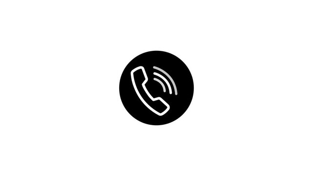 Simple black icon depicting a white telephone handset within a circle