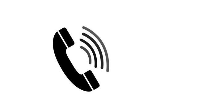 Black silhouette of a vintage telephone handset with ringing sound waves