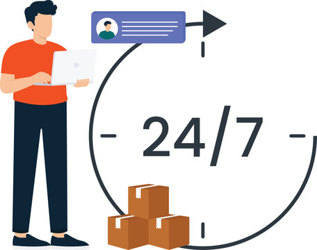 Customer support online service twenty four seven availability global delivery logistics tracking shipping packages e commerce business operations digital worker