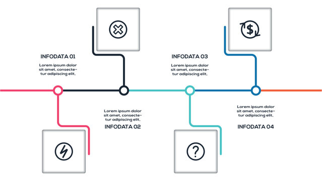 Business Timeline infographic with 4 steps, options, parts or processes. Template for web 