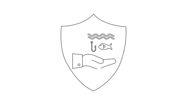 Fishing Protection Shield Icon - Safety and Conservation Concept.