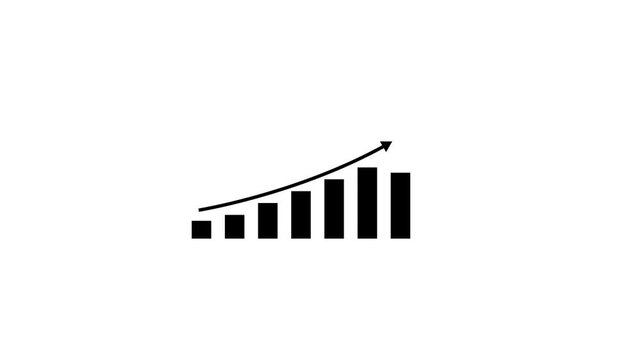 Simple graphic of a black square dash and arrow on white background