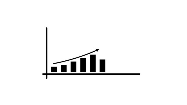 Simple black and white graph illustrating positive growth and increasing values
