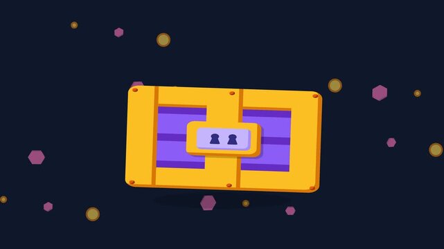 Golden Loot Box Animation with Keyhole for Game Interface Digital Rewards and Financial Savings Concept