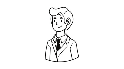 Fototapeta premium Hand Drawn Minimalist Businessman Character Avatar in Suit and Tie