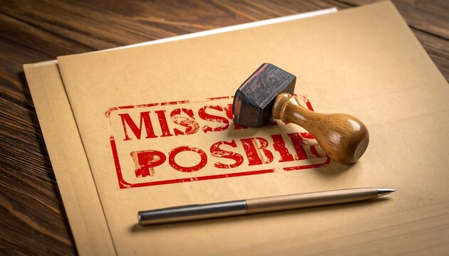 A stamped folder with the words "MISSING POSSIBLE