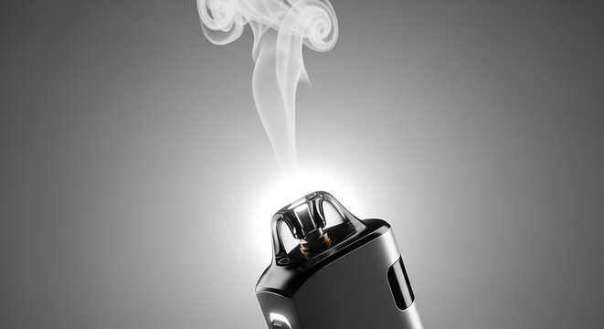 Close-up of a vaping device emitting vapor