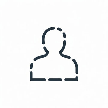 Simple outline of a person with dashed lines, representing identity or profile.