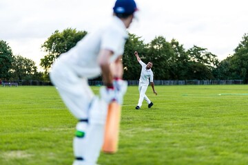 Obraz premium Cricket match on green field