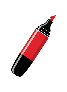 Vibrant Red Marker with Black Cap for Highlighting and Drawing.