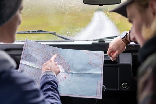 Road trip planning with map.
