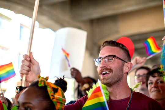 Joyful pride parade celebration