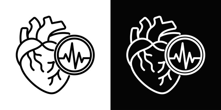 Heart Rate Icon In Black And White Style