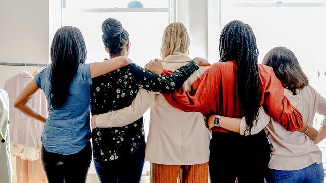 Diverse team unity together photo