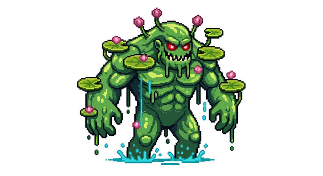 Green Swamp Monster Character Illustration.