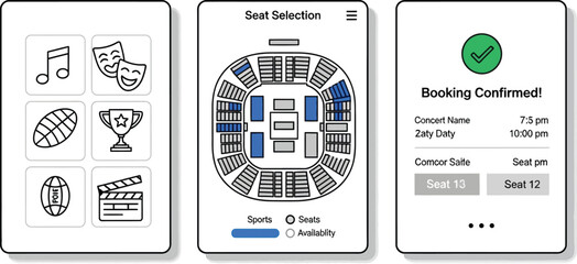 Event Booking App: Seat Selection, Stadium Map, and Confirmation Screen © Candra