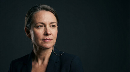 Fototapeta premium Serious Businesswoman Portrait with Dark Background