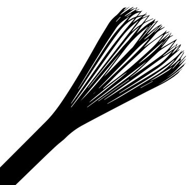 Black ink brush stroke or whisk silhouette vector illustration isolated on white background