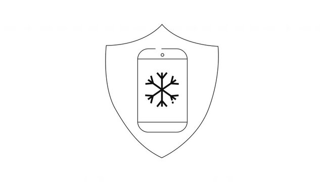 Phone Protection from Cold - Shield Symbol Animation.