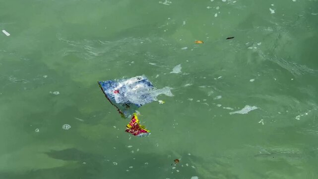plastic pollution floating in the ocean