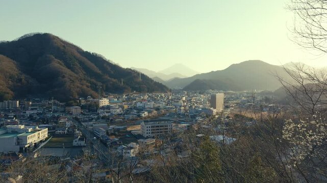 Otsuki village with traditional architecture and scenic countryside