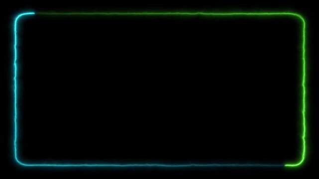 Neon Glowing Rounded Rectangle Frame Loop | Futuristic Blue Green Light Border Background